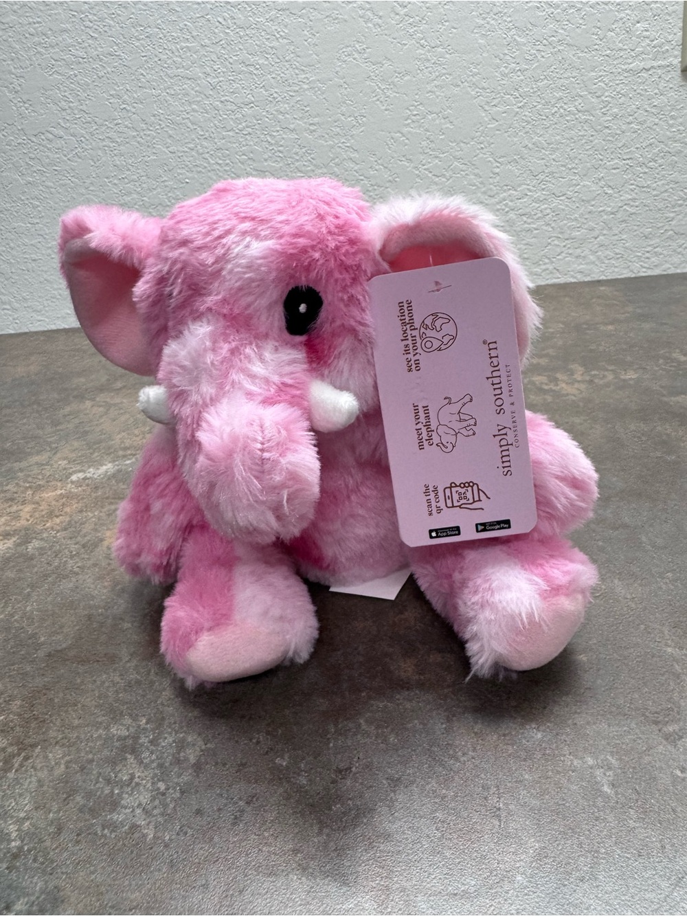 Simply Southern Plush Pink Tie Dye Elephant ‘Conserve and Protect’